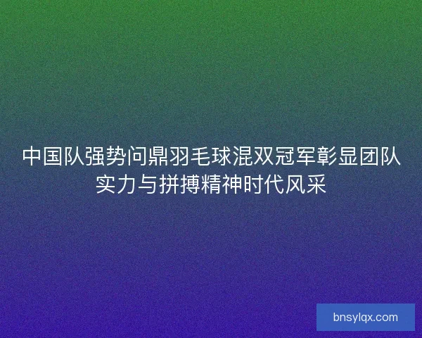中国队强势问鼎羽毛球混双冠军彰显团队实力与拼搏精神时代风采